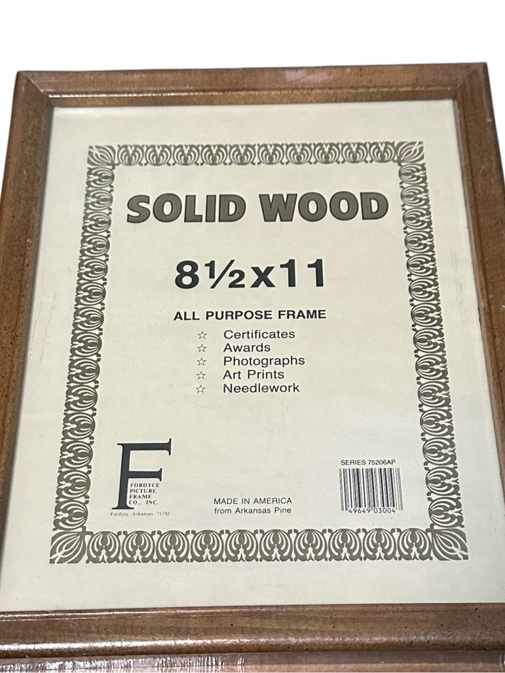 Vtg 8 1/2 x 11 Solid Wood Picture Frame Brown Black Speckled Rectangular NEW